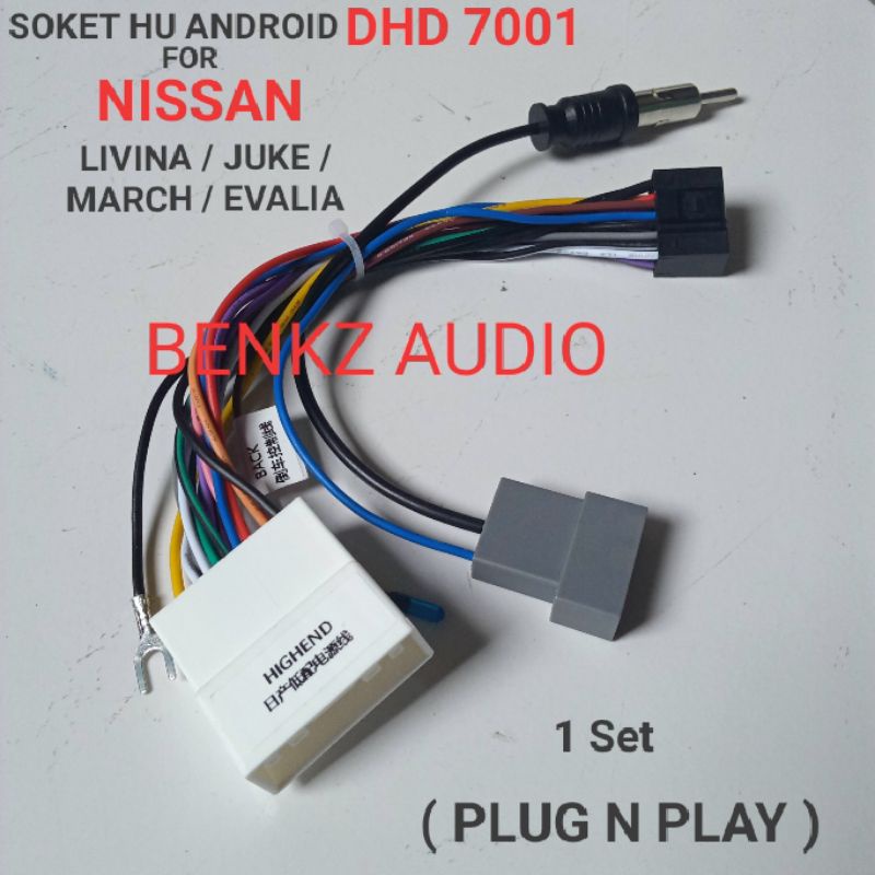 Soket head unit android DHD7001 pnp di Nissan livina march juke evalia xtrail T31 plug n play
