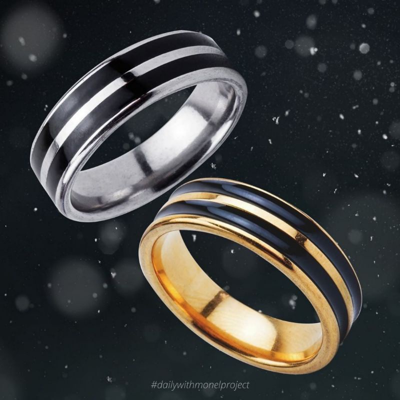 {Gratis Ukirnama} Cincin Couple Triple List Gold &amp; Silver