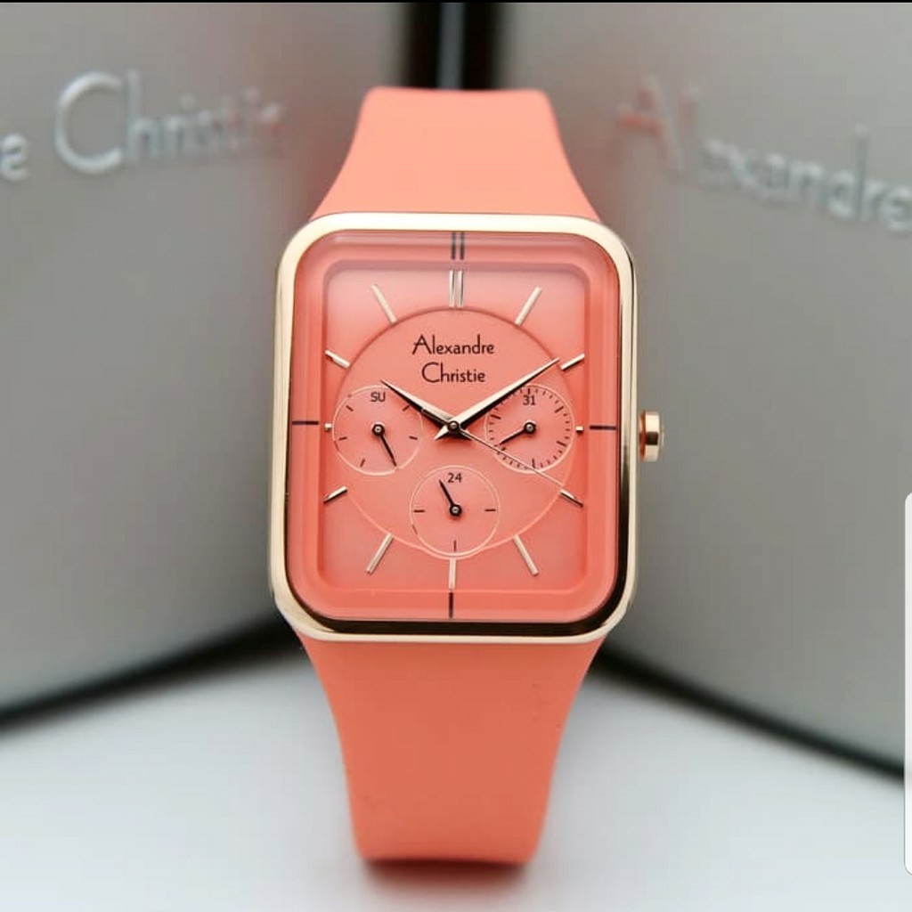 AC Alexandre Christie  ac 2744  jam tangan wanita tali karet orange