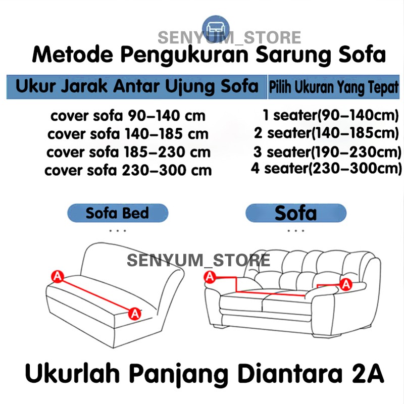 Cover Sofa  Elastic  Bahan  Anti Selip / Sofa Cover 1/2/3/4 seater Sarung Sofa Bed