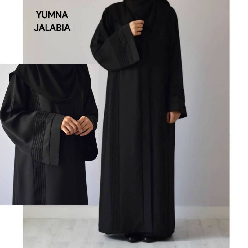 Gmais Abaya Hitam Polos Bahan JetBlack  Saudi,dubai Kualitas Jalabia  Yumna