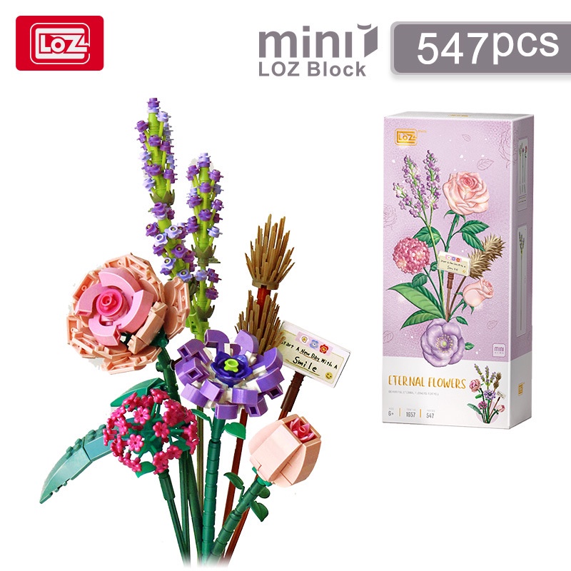 Bunga Bouquet Loz Mini Set Rakitan Balok Bangunan Buket Bunga Immortal Untuk Dekorasi / Hadiah Anak Perempuan Brick Nano Block Loz 1657 1658 1659 Flowers Plant Series Block  Mainan buket bucket buat pacar baby breath bonsai plastik hias ladala