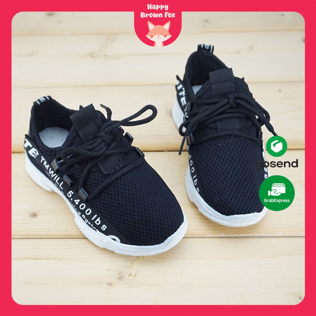 SEPATU ANAK COWOK LAKI-LAKI SEPATU ANAK Side White TM Will Shoes - Black
