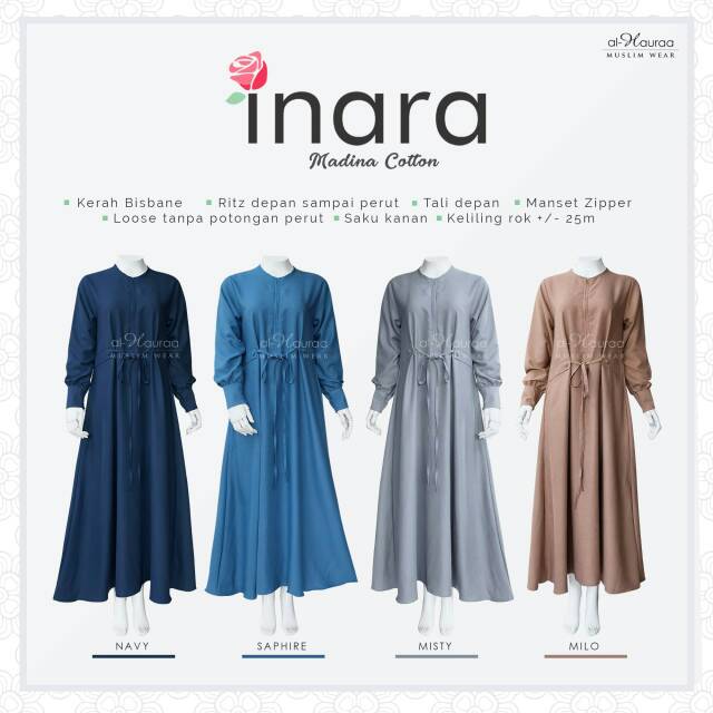 INARA MADINA COTTON AL HAURAA DRESS GAMIS POLOS