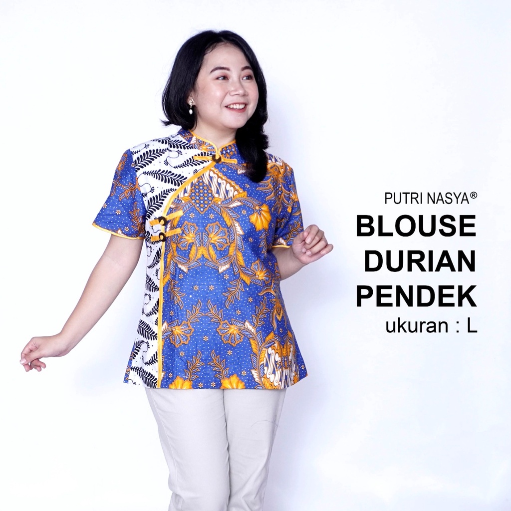 Blouse Big Size Wanita Atasan Batik Lengkap S-M-L-XL-2L-3L-4L-5L-6L-7L Model Blus Jumbo Seragam Batik / Atasan Formal Kantor Wanita / Pakaian Batik Kekinian Kerja Wanita LD 140