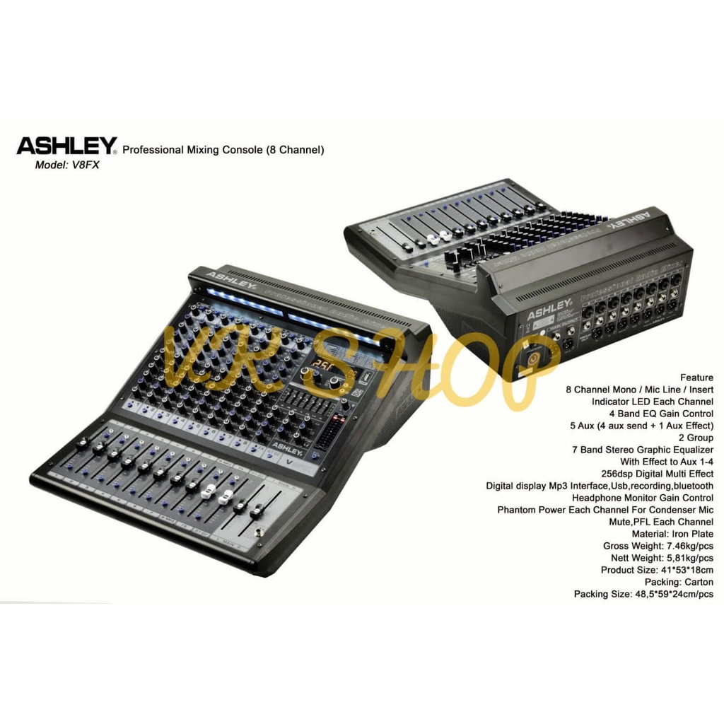 NEW MODEL MIXER AUDIO ASHLEY V8FX / V 8FX / V8 FX /  V 8 FX ORIGINAL 8 CHANNEL