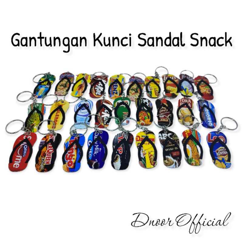 Gantungan Kunci Miniatur Sandal Snack / Sendal Jajan