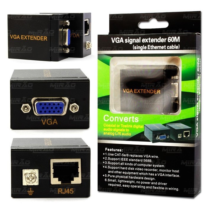 VG 60m single cat5 / cat6 vga extender up to 60 meter