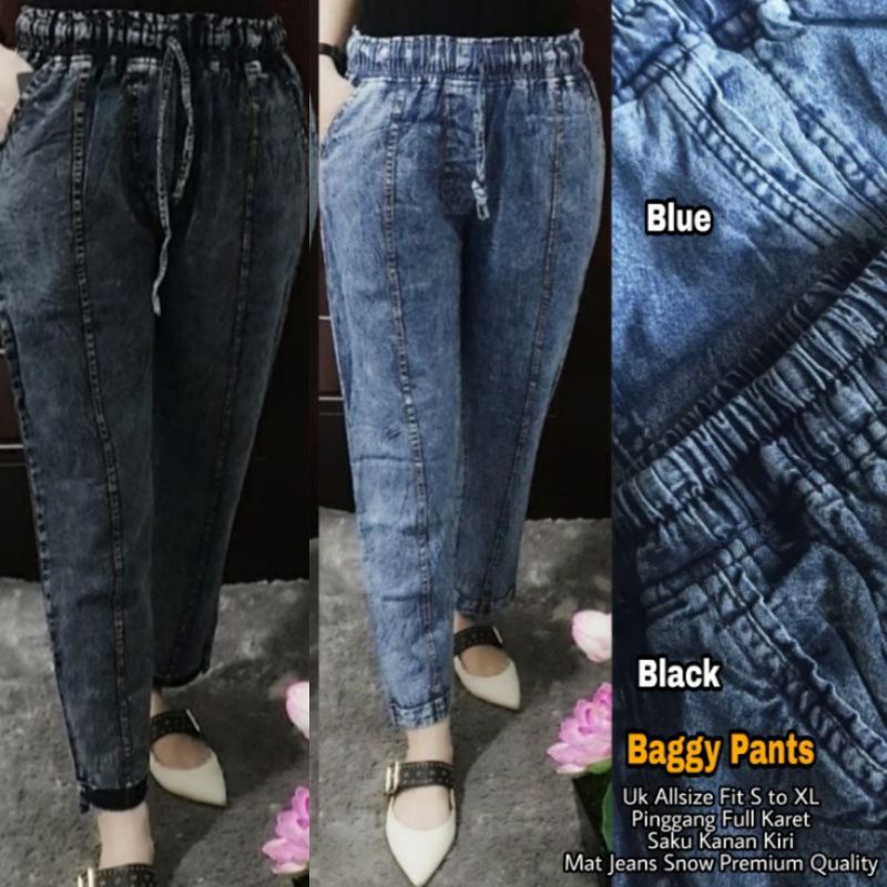 Baggy Pants Jeans Snow Premium / Celana Baggy / Celana Boyfriend / Celana Jeans Baggy Jeans