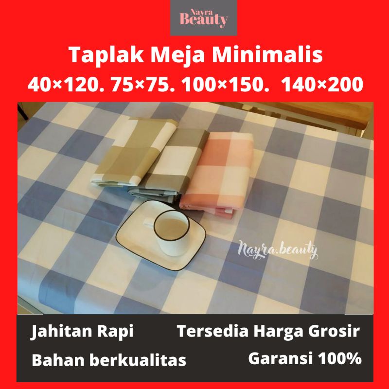 Taplak Meja Kain Kotak Minimalis Katun Microtex