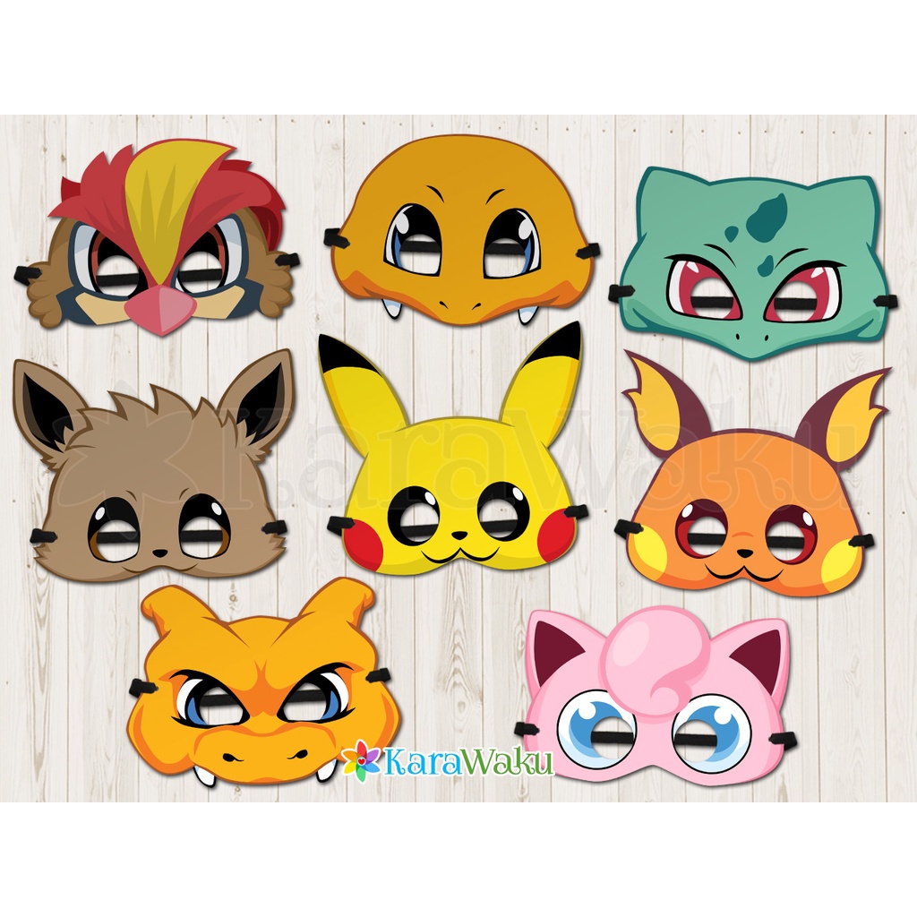 Topeng Pesta Ultah Anak Karakter / Birthday Party Mask Pokemon Pikachu