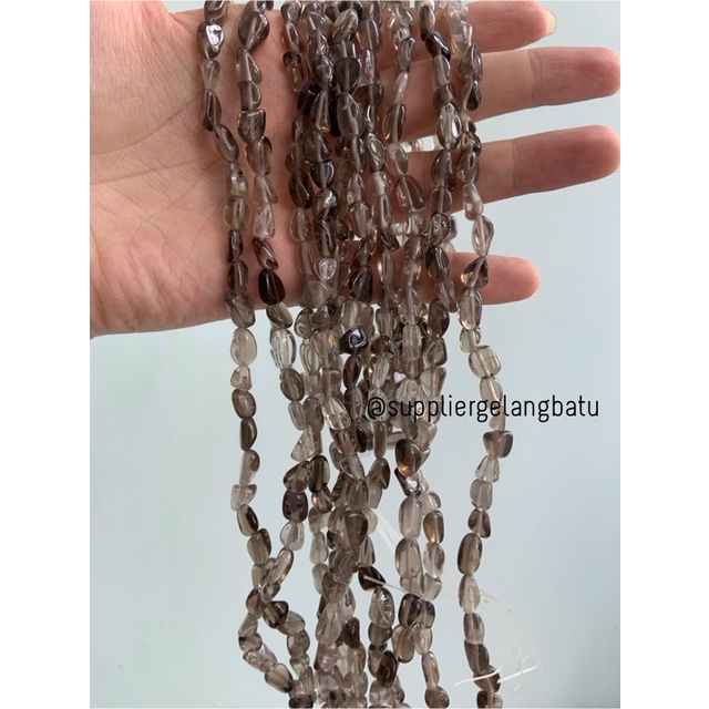 bongkah kerikil smoky quartz 1cm manik batu alam premium limited akik