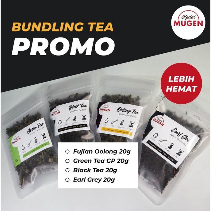 

(BISA COD) BUNDLING PROMO Earl Grey + Fujian Oolong Tea + Black Tea + Green Tea CUCI GUDANG Kode 567