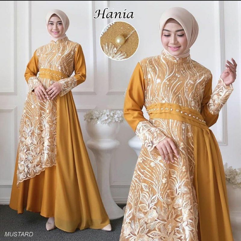 Saroja | Gamis Hania 2 Tone Brokat Mix Seruty Babydoll  | SJ Fashion