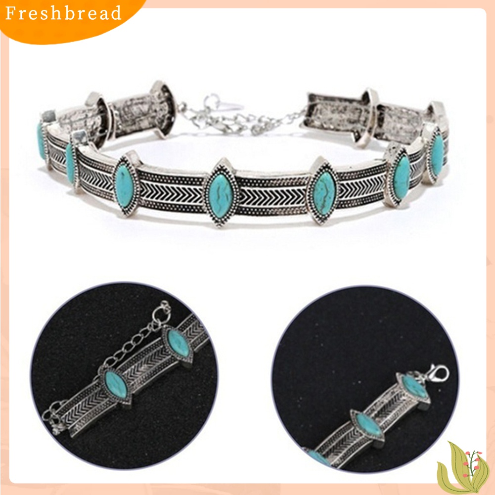Terlaris Vintage Style Women Faux Turquoise Collar Choker Bohemian Statement Necklace