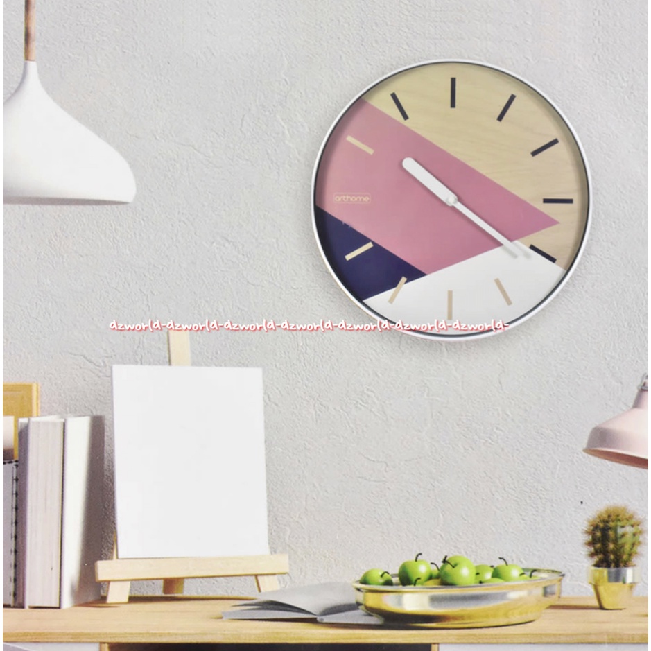 Arthome Wall Clock Triangle Colorfull 35cm Jam Dinding Bulat Pink Art Home Wals Clocks Color Full Pink Gold