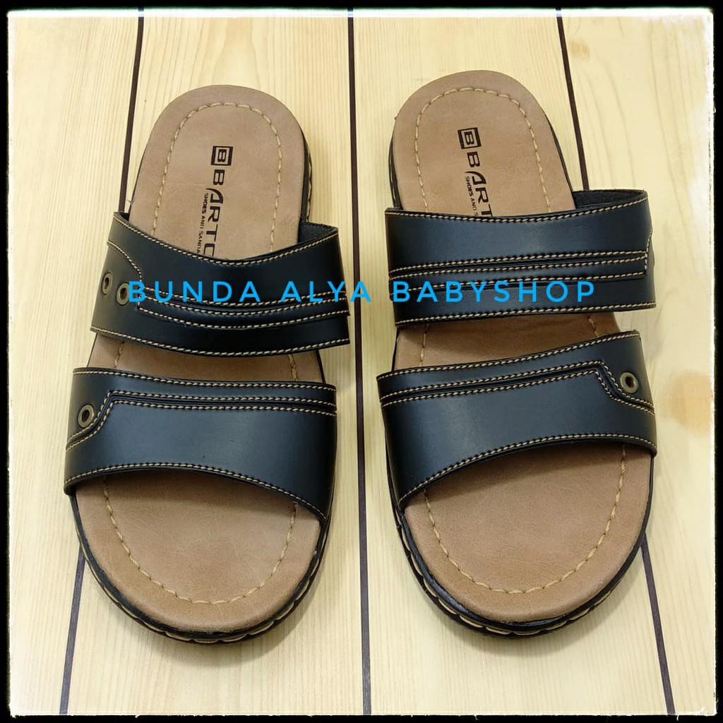 Sandal Pria Casual Slop Ukuran 39 - 43 Sol Keren Anti Licin - Sendal SLOP Cowok Casual HITAM BARTO