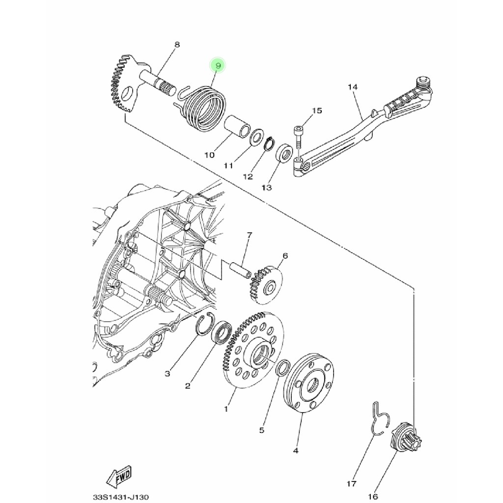 SPRING PER SELAH SELAHAN ENGKOL KICK STATER XEON KARBU RC GT AEROX 125 ORIGINAL YGP 90508-32768