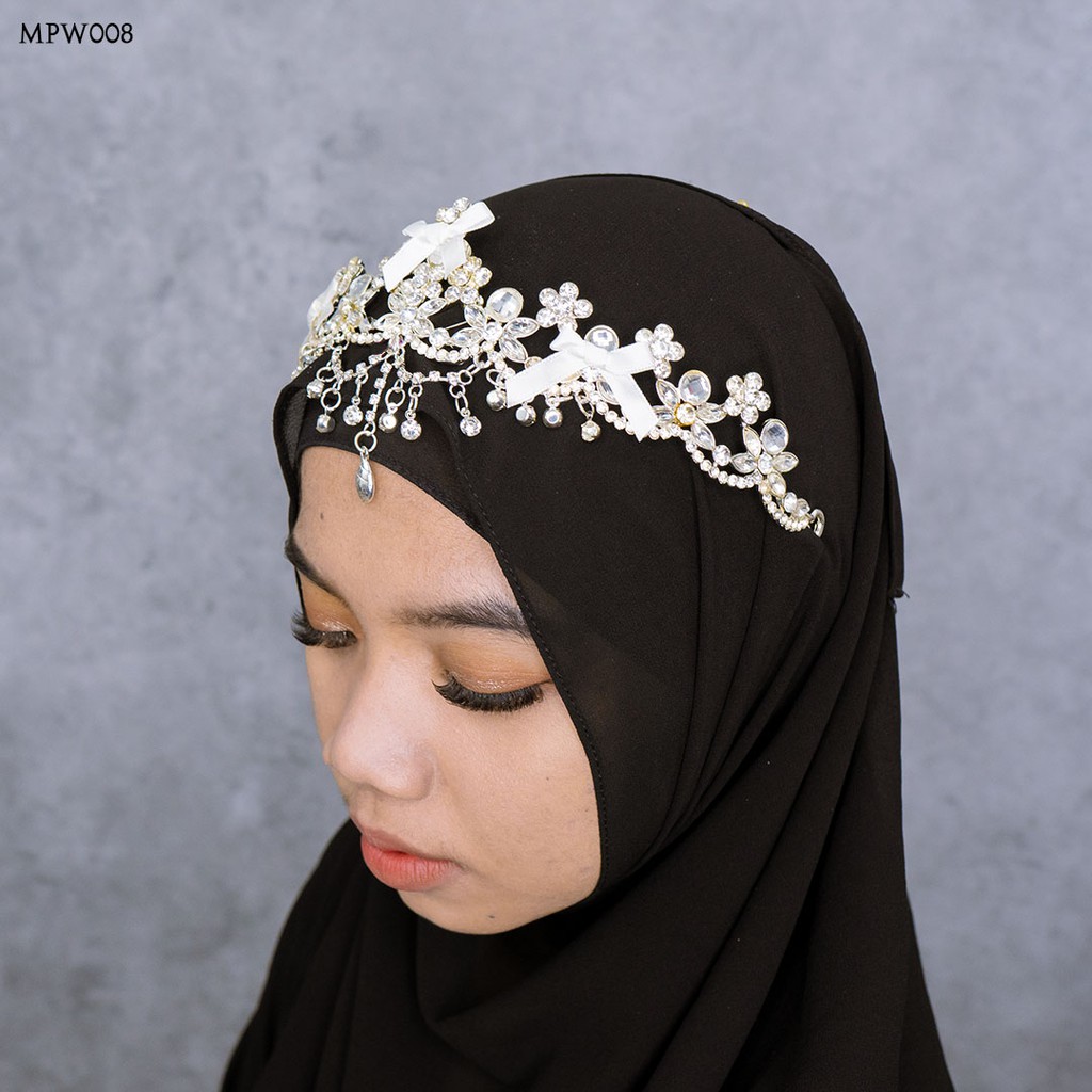 [SIAP KIRIM] HAIRPIECE TIARA PENGANTIN MODERN HIJAB ASESORIS PESTA MPW008