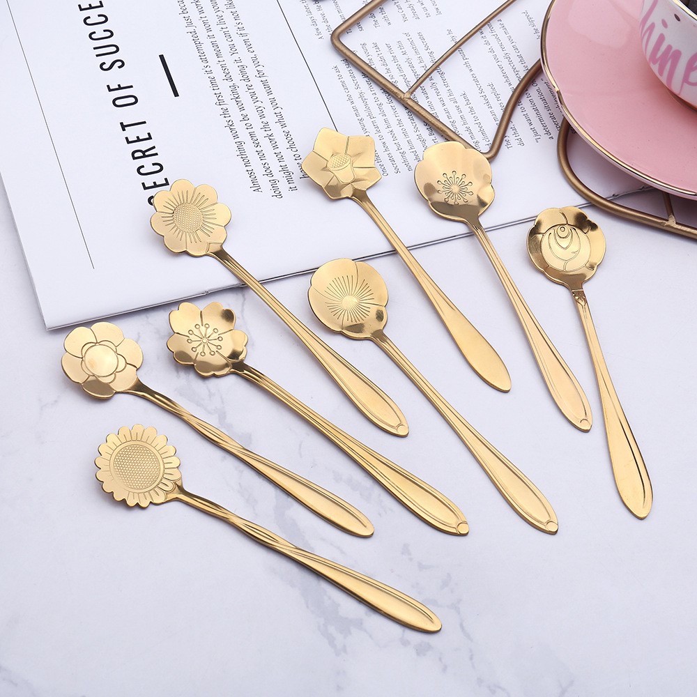 SENDOK TEH KOPI SET TEA SPOON COFFEE SPOON MEWAH ELEGANT SENDOK GOLD SENDOK DESSERT STAINLESS STEEL