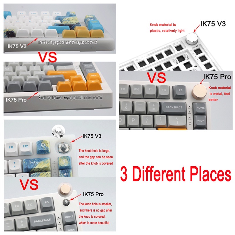 Feker Ik75/PRO V3 Hot Swap Keyboard Mekanikal 3 Mode Rgb Dengan 3 / 5 Pin