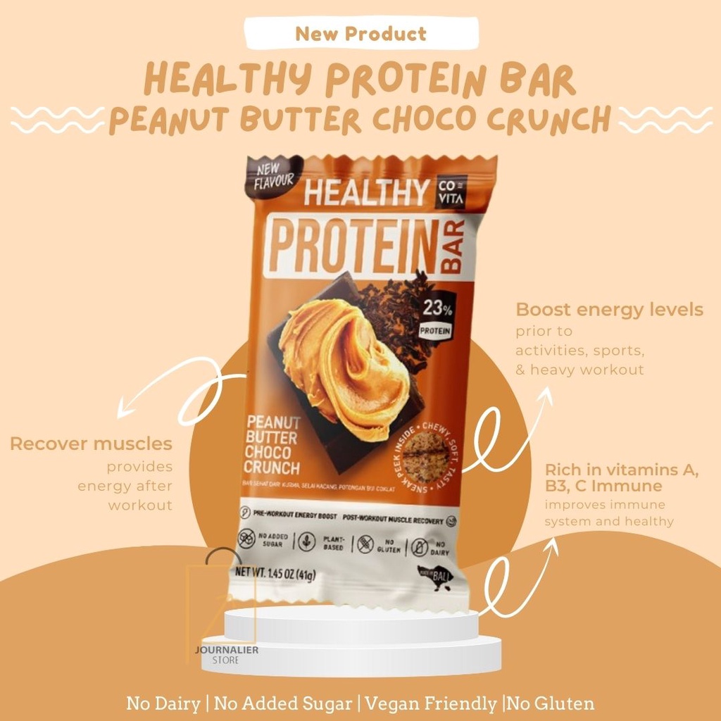 

COVITA Healthy Protein Bar Peanut Butter ChocoCrunch Superfood Snack