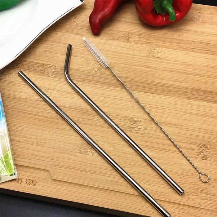 SEDOTAN STAINLESS PREMIUM Minuman Stainless Steel 3 in 1 SIkat Pembersih Per Set / stainless straw