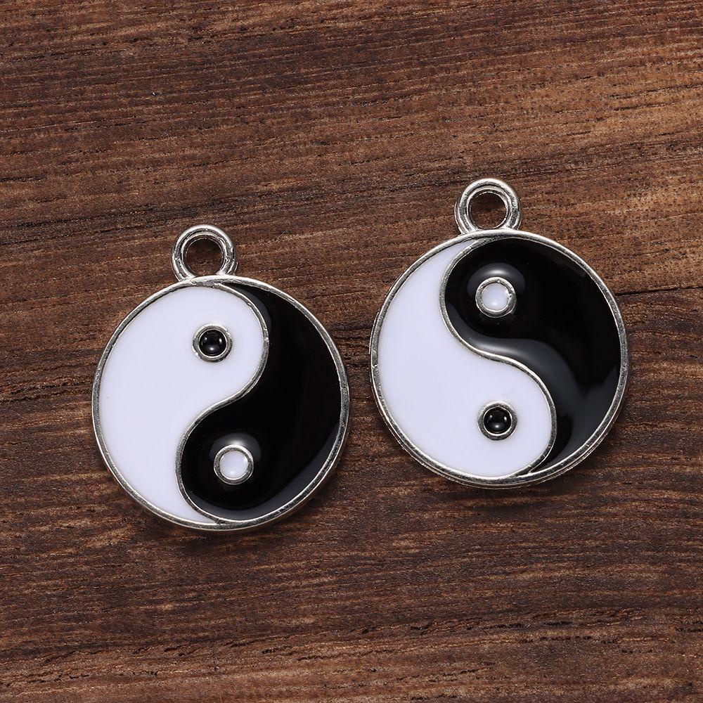 Lily Yin Yang Pendant Handmade Kalung Liontin Anting Membuat Putih Hitam