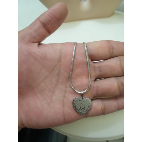 TS-1780.Kalung lafadz ALLAH LOVE titanium Anti karat UK45CM.