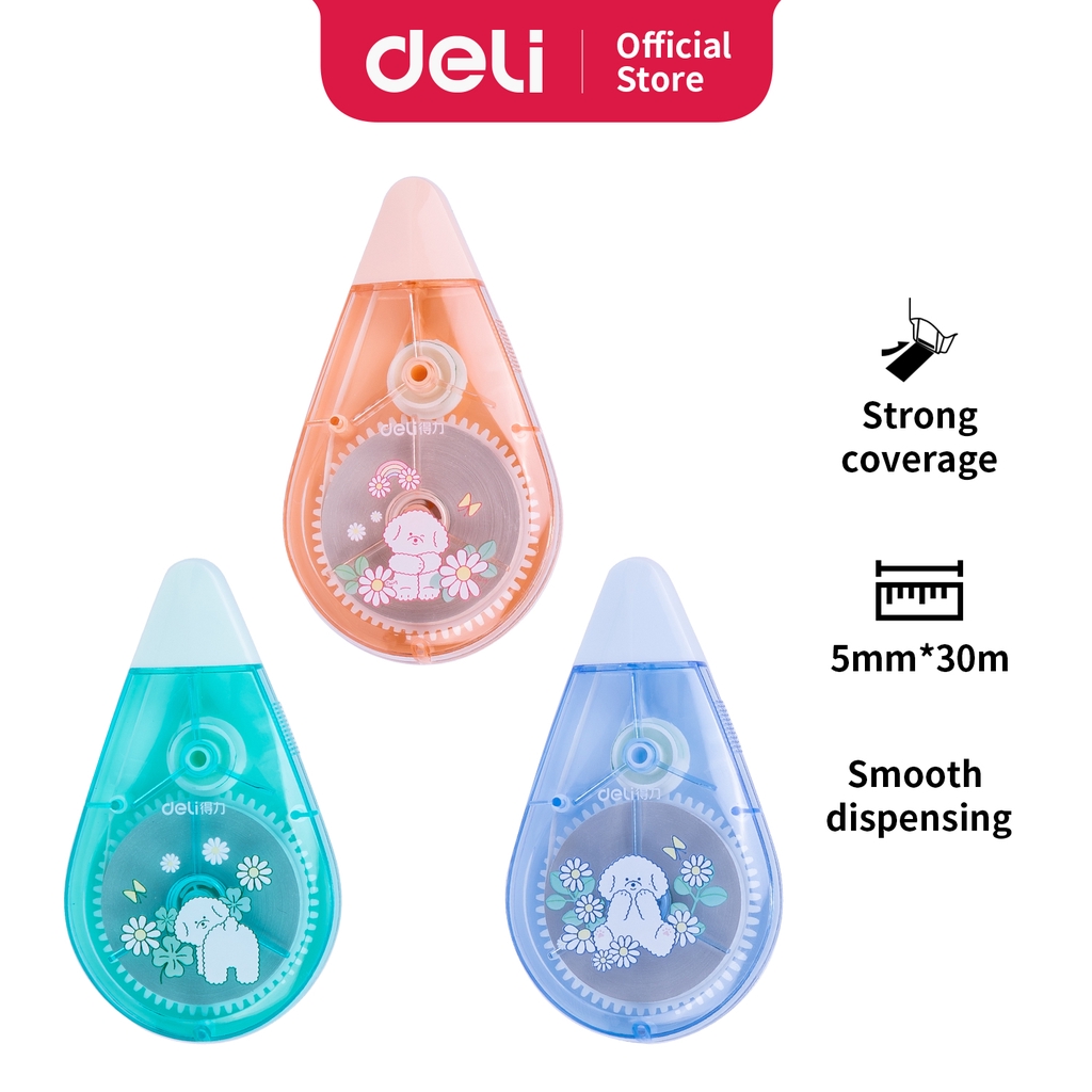 

Deli Tape Koreksi Nyaman Dipakai 6Pcs/Box, Sabuk Transparan, 3 Warna 71520