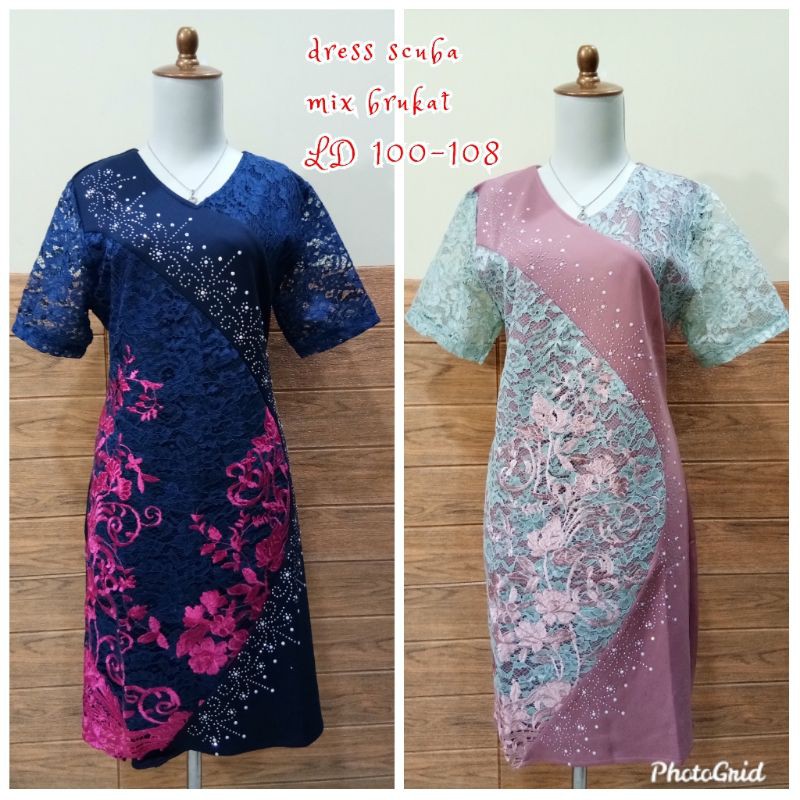 dress scuba mix brokat