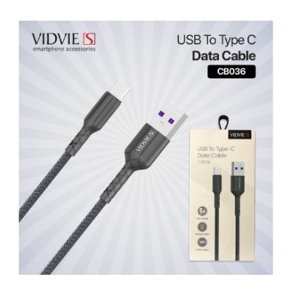 Cable Usb A to type-c vidvie 100cm charge sync 5A fast charging braided nylon for android ipad etc cb-036 cb036 - Kabel data 1m 1 meter