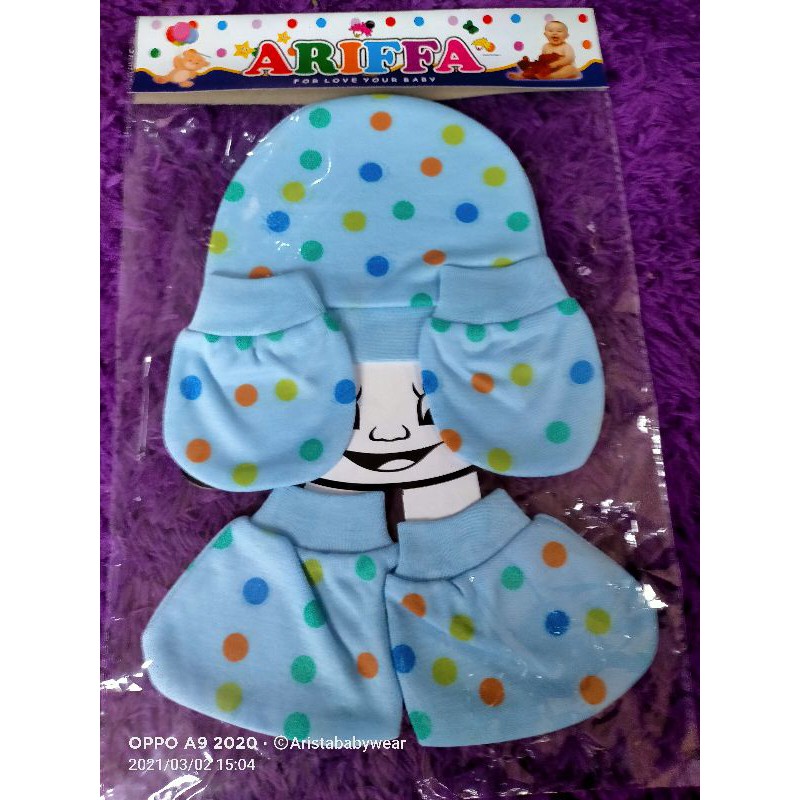 SET TOPI + SARTAKI BAYI , MOTIF POLKADOT