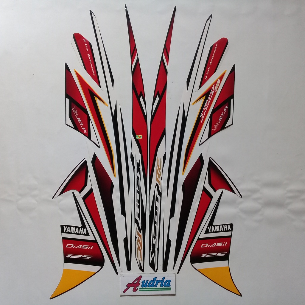 Stiker striping motor yamaha xeon rc 125 2013 hitam-kuning