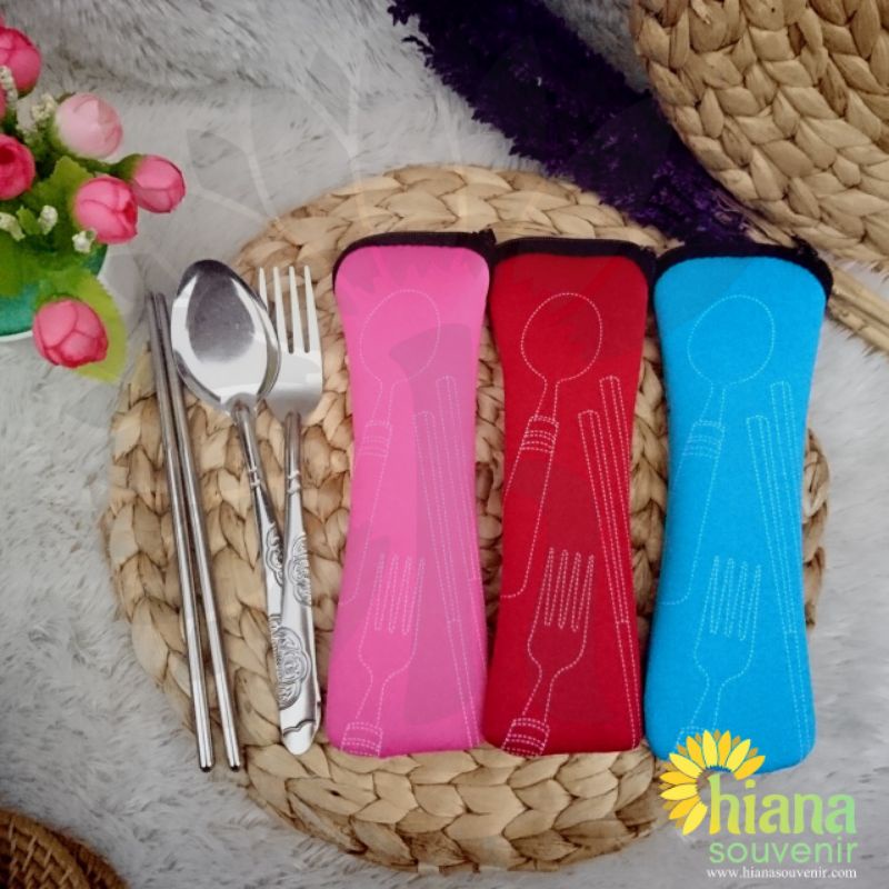 sendok set travel pouch resleting / SENDOK POUCH TRAVELING / SENDOK SPONDBOND MURAH /SOUVENIR SENDOK