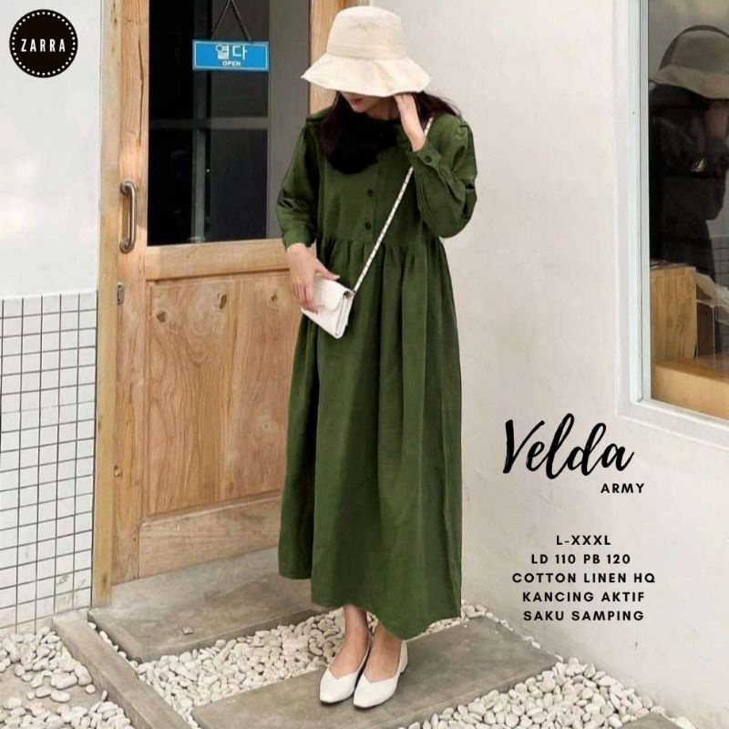 (BISA COD) VELDA GAMIS MIDI BAJU WANITA TERBARU ORIGINAL PRODUK