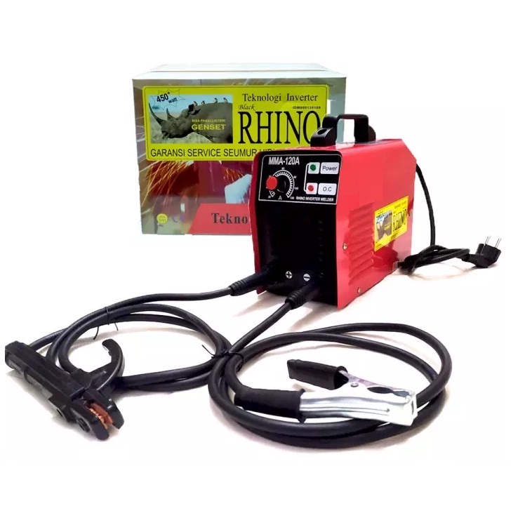 Mesin Las Listrik Rhino120A / Trafo Las Inverter 900 Watt Rhino Merah 120 A / MMA 120 Merah