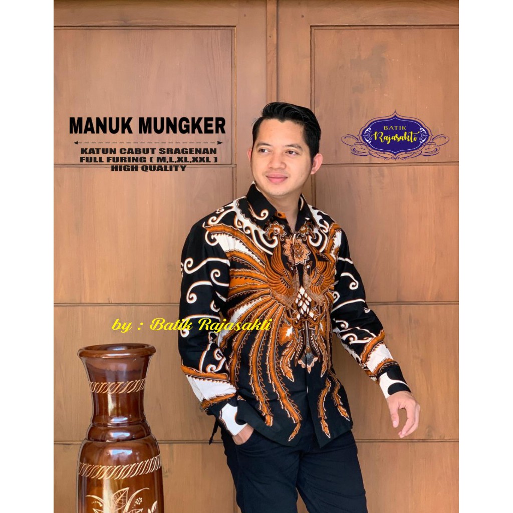 MANUK MUNGKER Kemeja Batik Pria Lengan Panjang Katun Halus FULL FURING Rajasakti