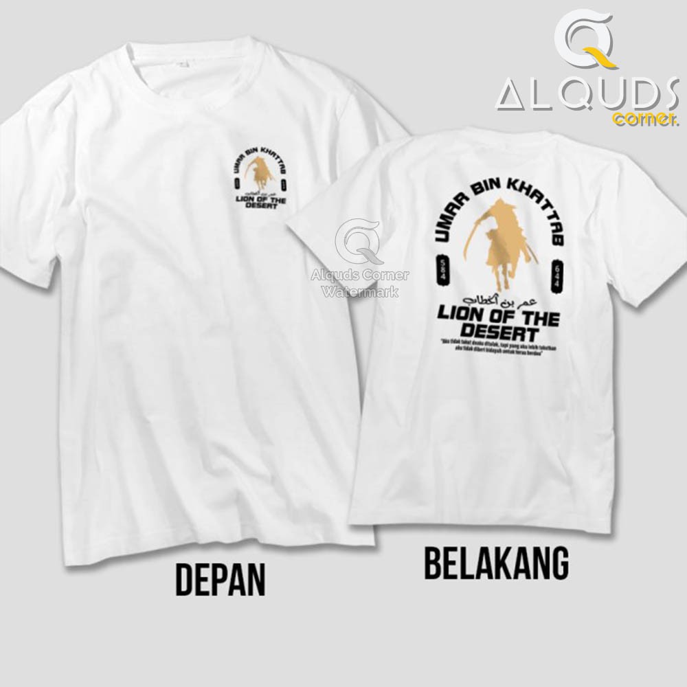 Kaos Dakwah Islami Khalifah UMAR BIN KHATTAB Lion of Dessert / Baju Distro Santri Muslim / 3489-5