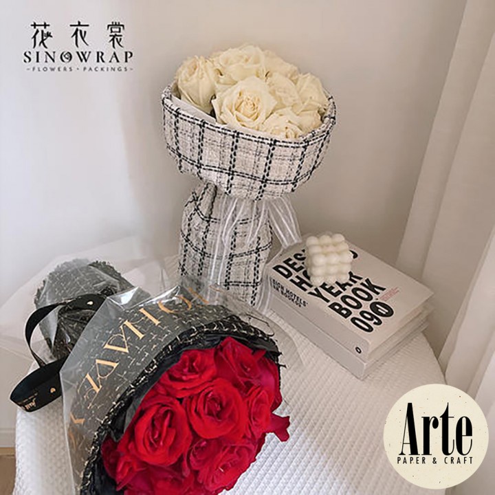 

RB 1 Lembar Luxury Flower Wraps Kain Buket Motif Chanel Korean Bunga Artificial Wedding Kado Wisuda