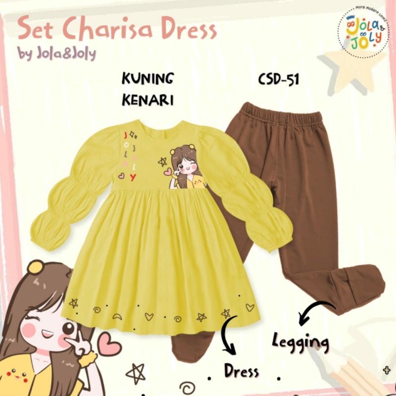 SETELAN ANAK PEREMPUAN SET CHARISA DRESS BY JOLA AND JOLY USIA 4 - 12 TAHUN