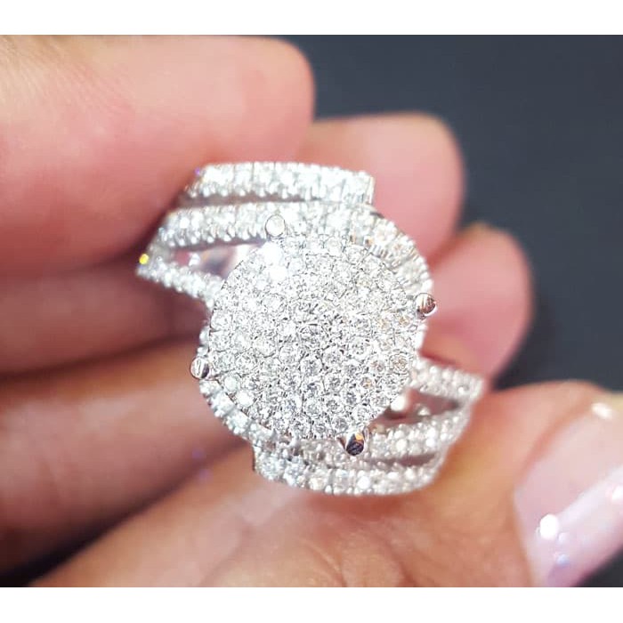 Cincin Wanita Kawin Nikah Original Emas Gold 18k Berlian Diamond Eropa Putih Asli DK1494