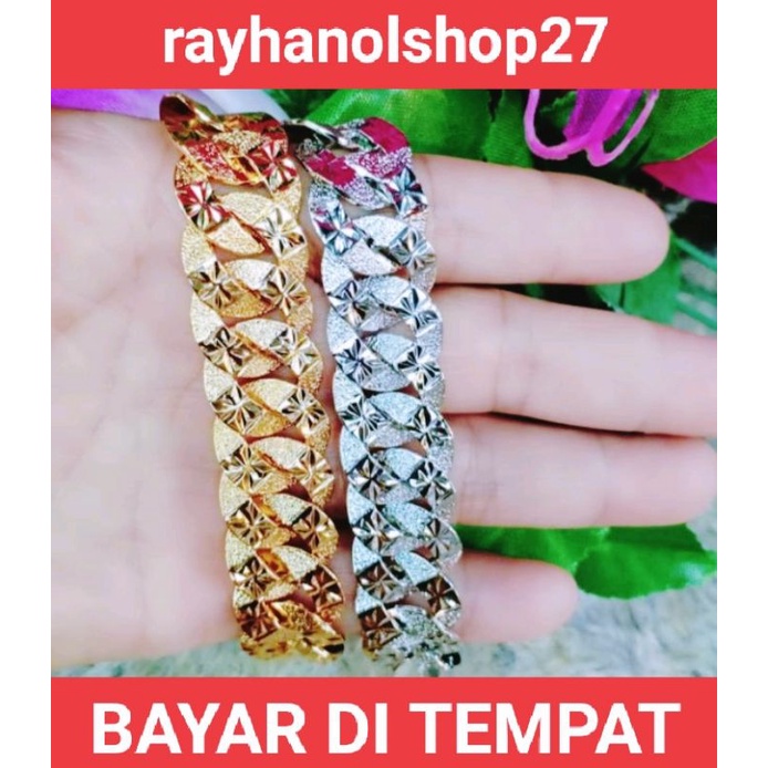 Gelang tangan wanita titanium tersedia Gold dan SILVER fre cincin motif sisik naga free cincin