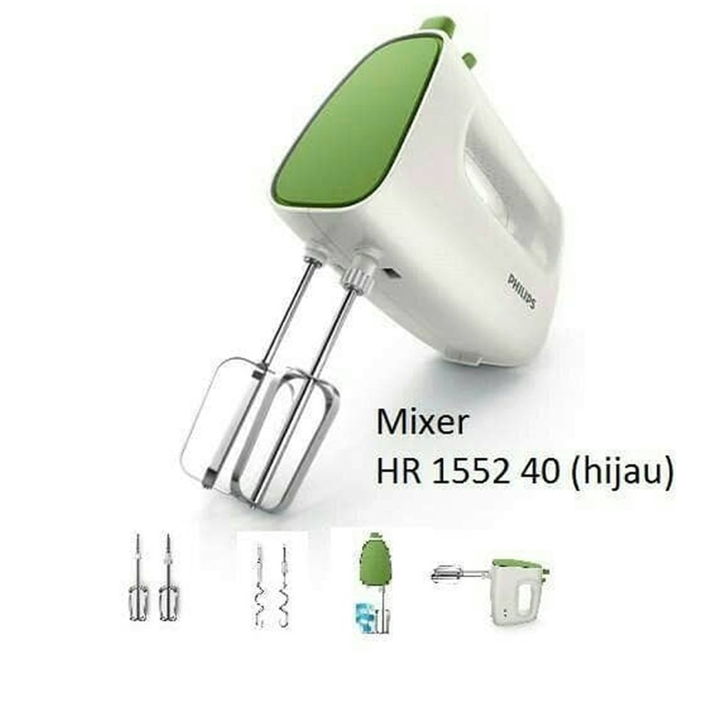 PHILIPS HR 1552 / 40 / MIXER TANGAN HIJAU / HAND MIXER GREEN / HR1552