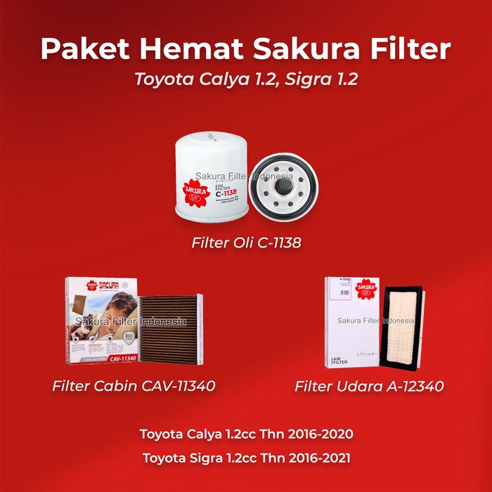 Paket Hemat Filter Calya, Sigra 1.2 (Filter Udara, Cabin, Oli)