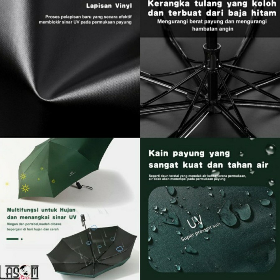 PAYUNG LIPAT OTOMATIS BUKA TUTUP LIPAT TIGA ANTI UV KUALITAS SUPER / AUTOMATIC FOLDABLE UMBRELLA