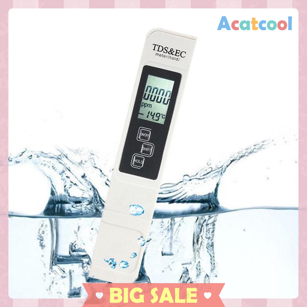 Portable 3 in 1 LCD Digital TDS EC PPM Water Quality Meter Tester Pen