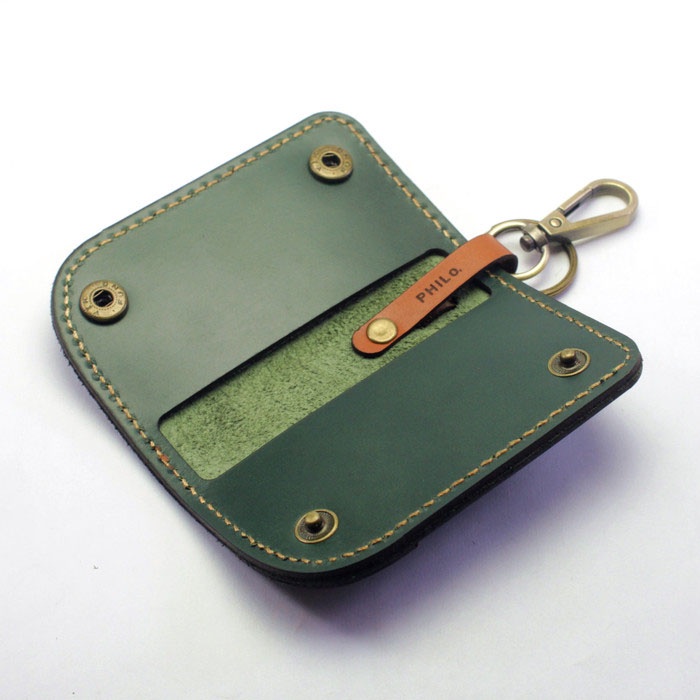 Dompet STNK Mobil Motor kulit asli key chain Hijau