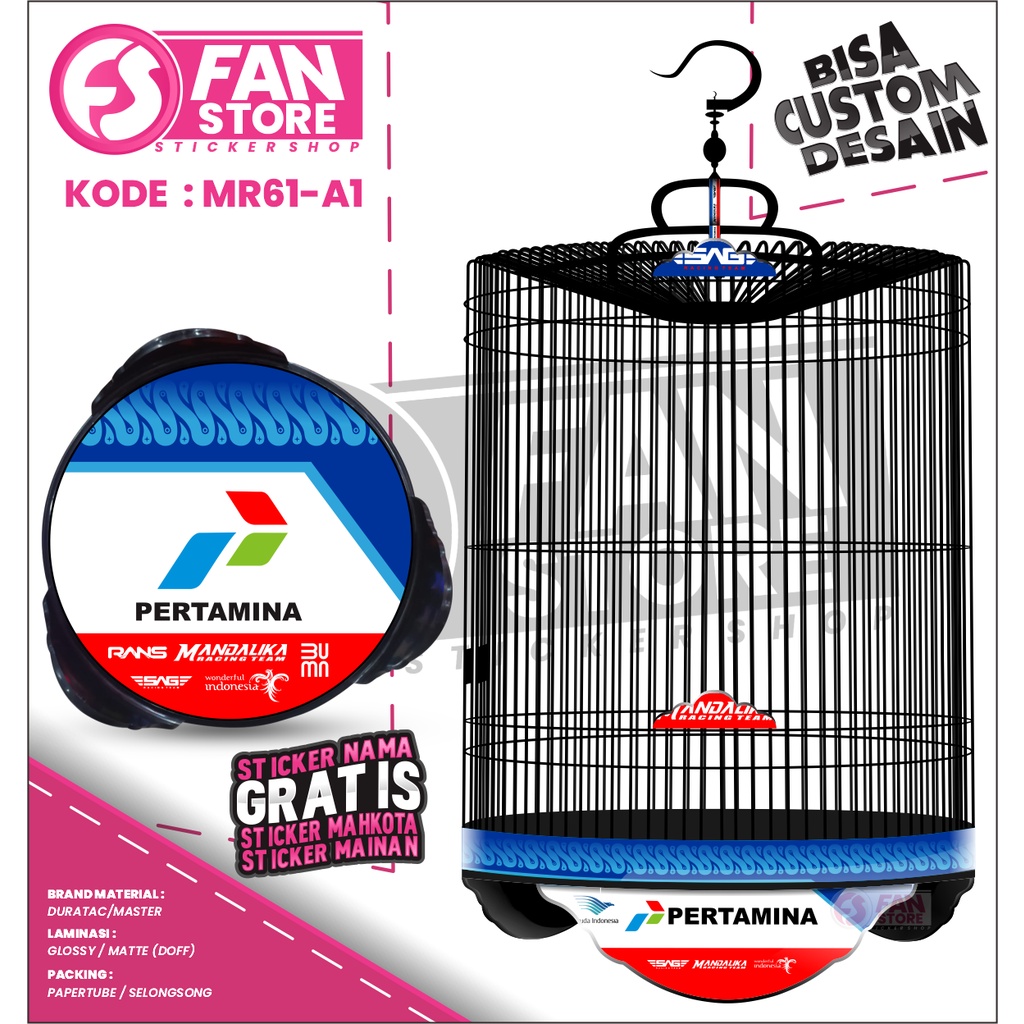 Stiker Tebok Murai - Sticker Decal Sangkar Burung Motif Mandalika - Stiker Kandang Murai