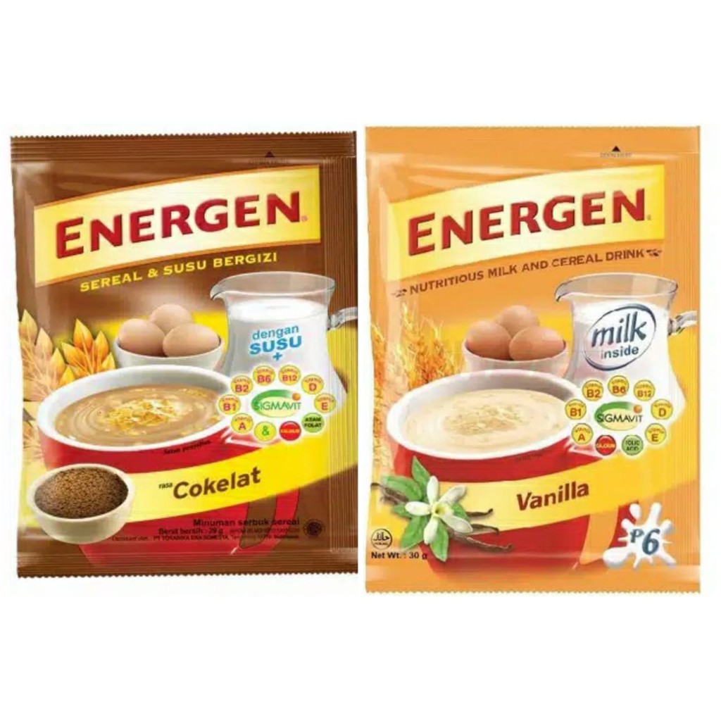 

Energen Sereal dan Susu - Coklat / Vanila / Kacang Hijau/Kurma/Jahe